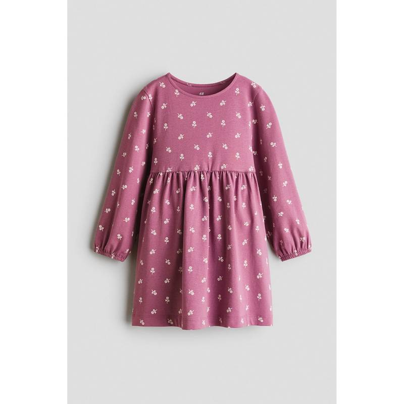 H&M Girls Pink Printed Cotton Dress (1.5-2 Years)