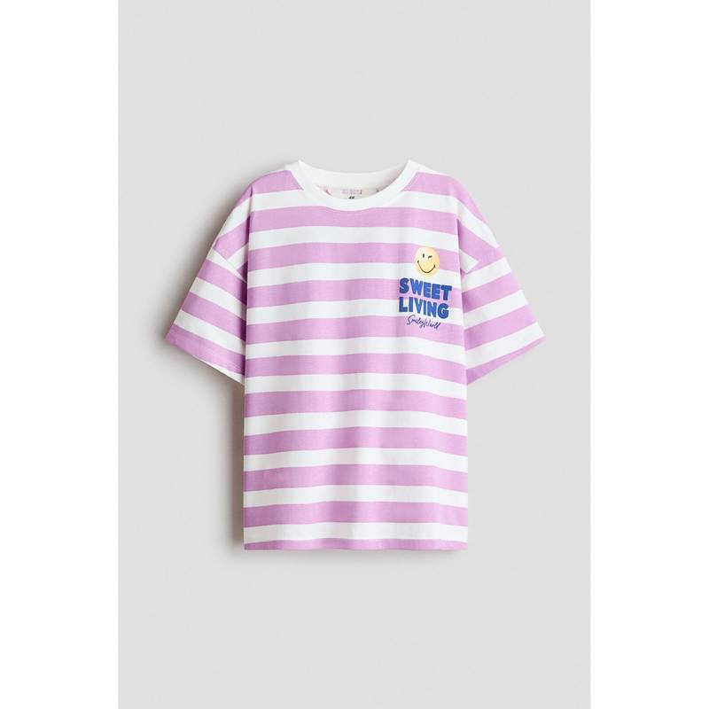 H&M Girls Multi-Color Printed Cotton T-Shirt (8-10 Years)