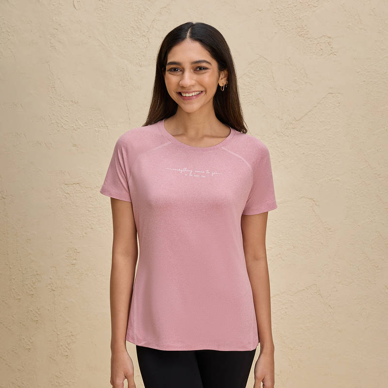Nykd By Nykaa Ultra Soft, Quick Dry, 30 SPF Sun Protecting T Shirt NYK296 Mauve (2XL)