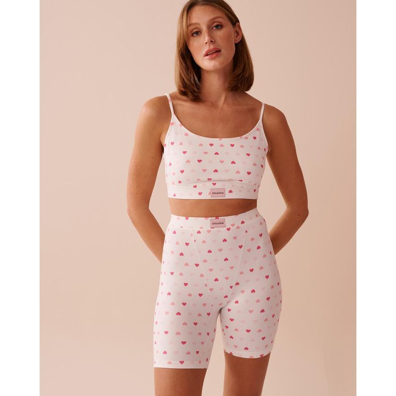 La Vie En Rose Heart Print Super Soft Crop Cami Top (S)