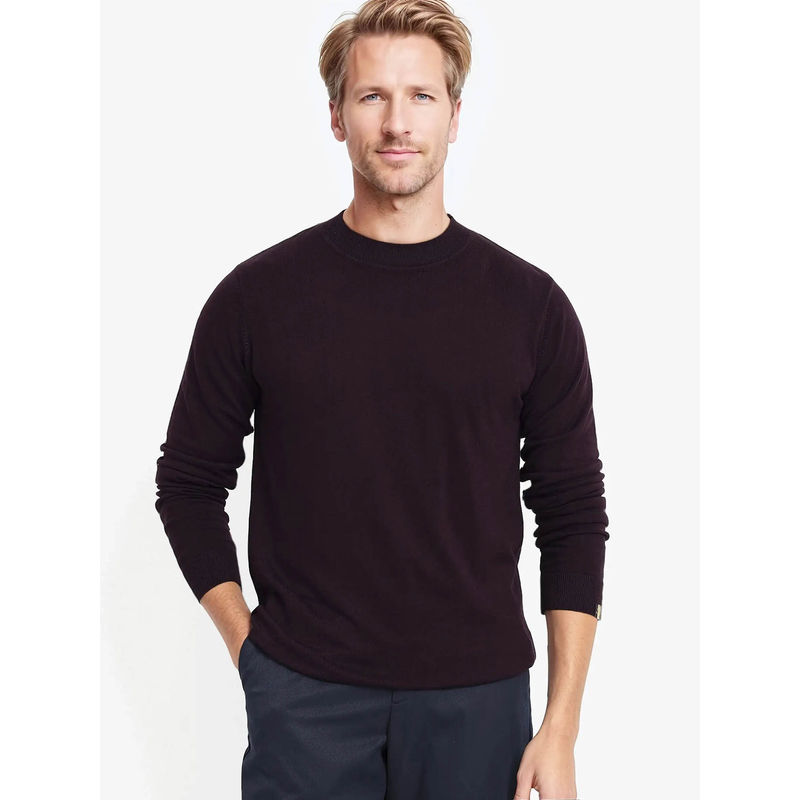 Rare Rabbit Alfot Dark Wine Plain Regular Fit Sweater (2XL)