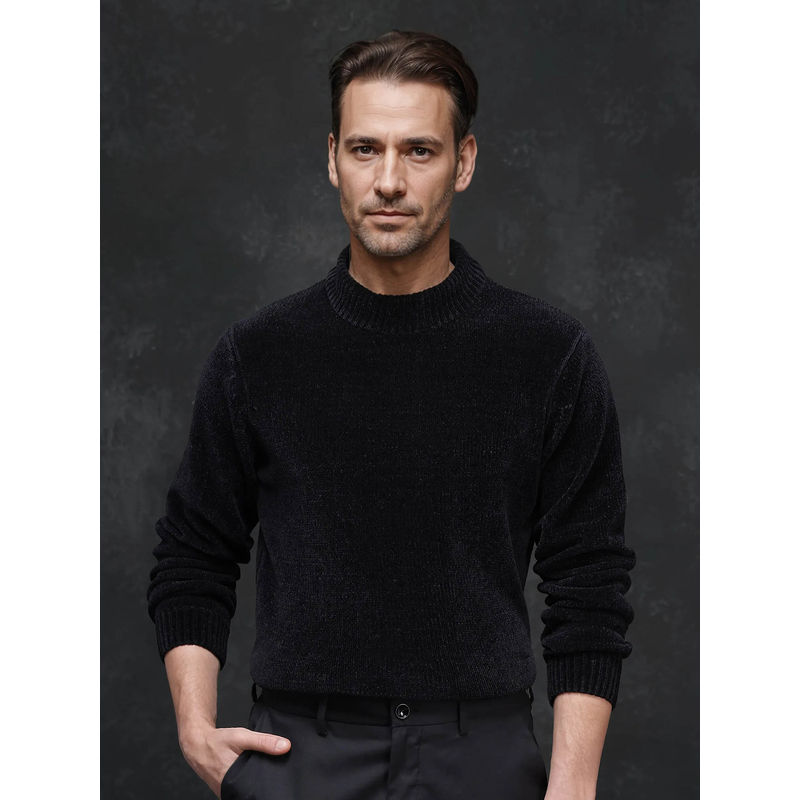 Rare Rabbit Chens Black Textured Regular Fit Sweater (S)