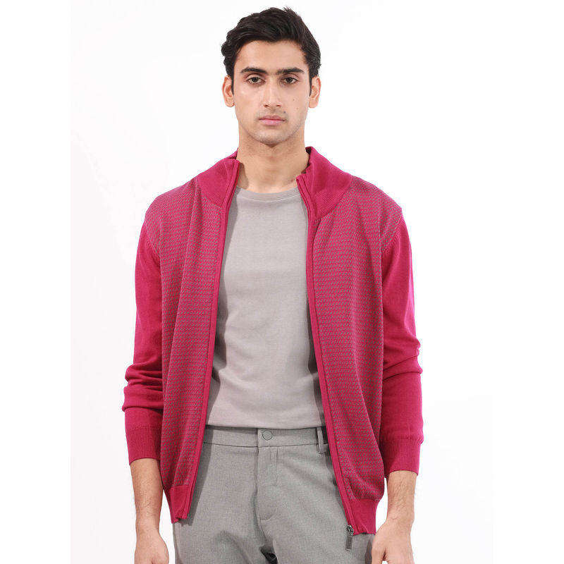 Rare Rabbit Heritage Pink Jacquard Regular Fit Jacket (L)