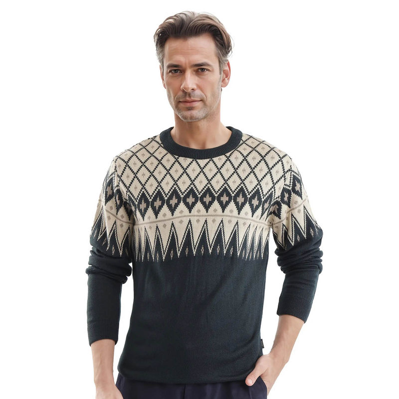 Rare Rabbit Kezeck Navy Argyle Print Regular Fit Sweater (M)