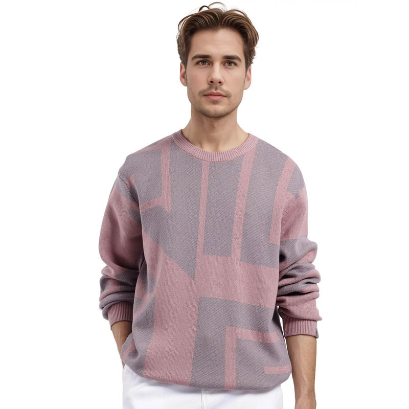 Rare Rabbit Toge Pink Monogram Print Regular Fit Sweater (S)