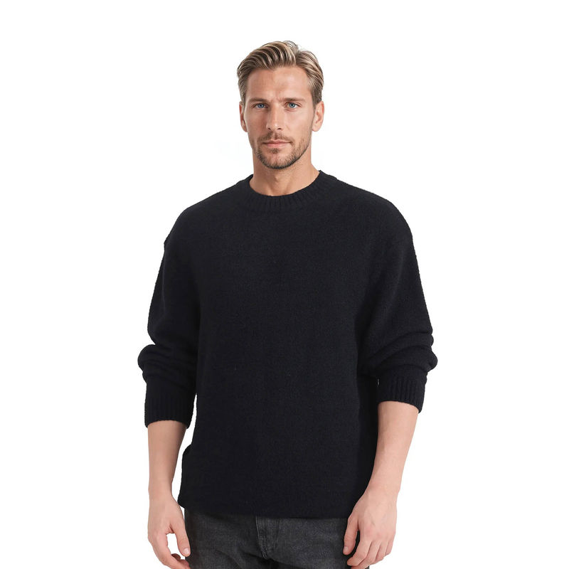 Rare Rabbit Zeo-1 Black Plain Regular Fit Sweater (XL)