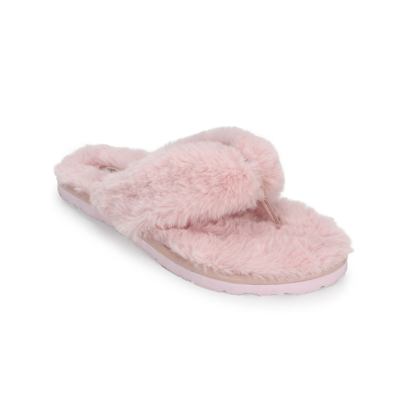 Truffle Collection Pink Fur Flip Flops - UK 3