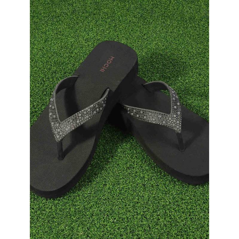 Mochi Women Grey Open Toe Casual Sandals (EURO 37)