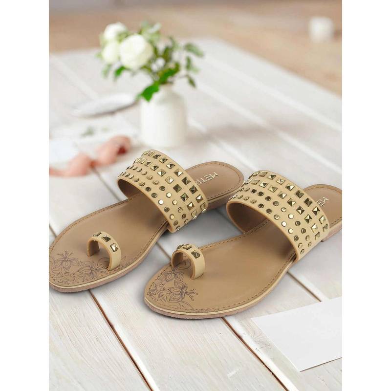Metro Women Beige Open Toe Casual Flats (EURO 36)