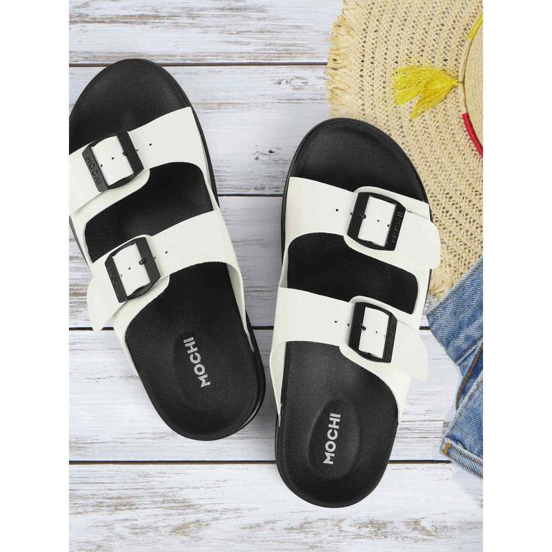 Mochi Women White Open Toe Casual Sandals (EURO 40)