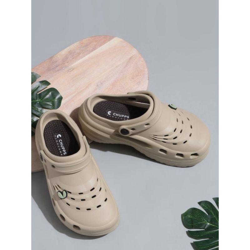 Chupps Women Eden Beige Brown Casual Slider Clogs (UK 4)
