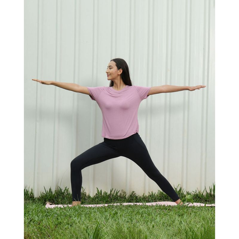 Bliss Club Women Black Groove-In Cotton Leggings with Adjustable Inner Drawcord and Side Pockets (2XL)