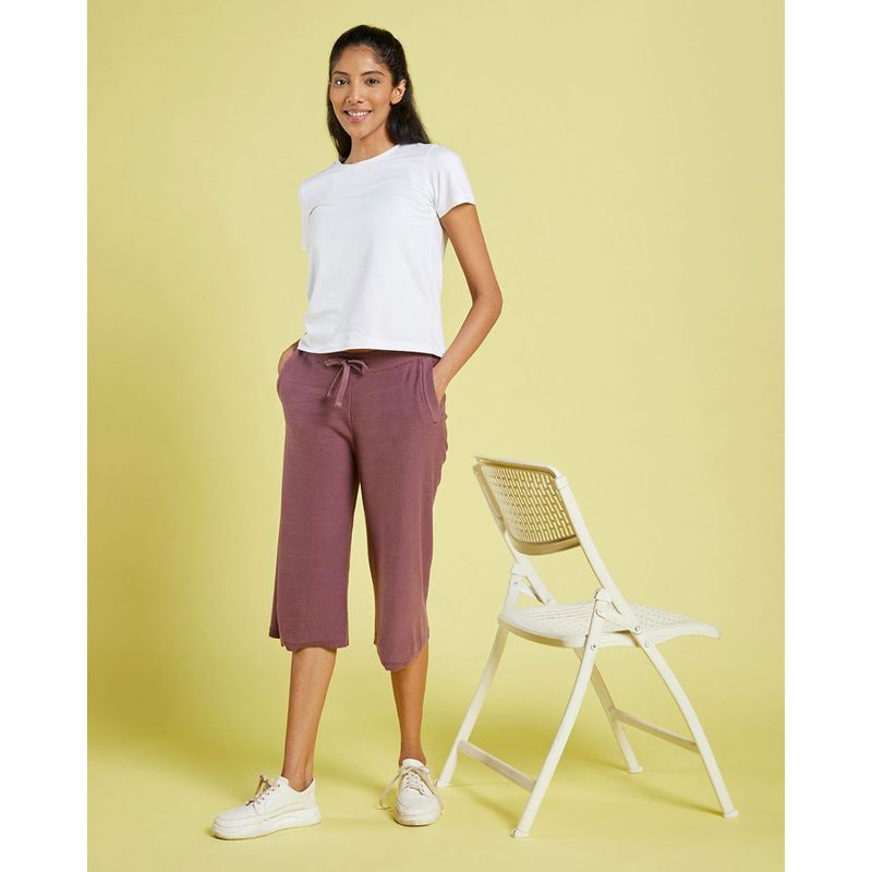 Bliss Club Women Lavender Move All Day Culottes with Adjustable Drawstring and Side Pockets (L)