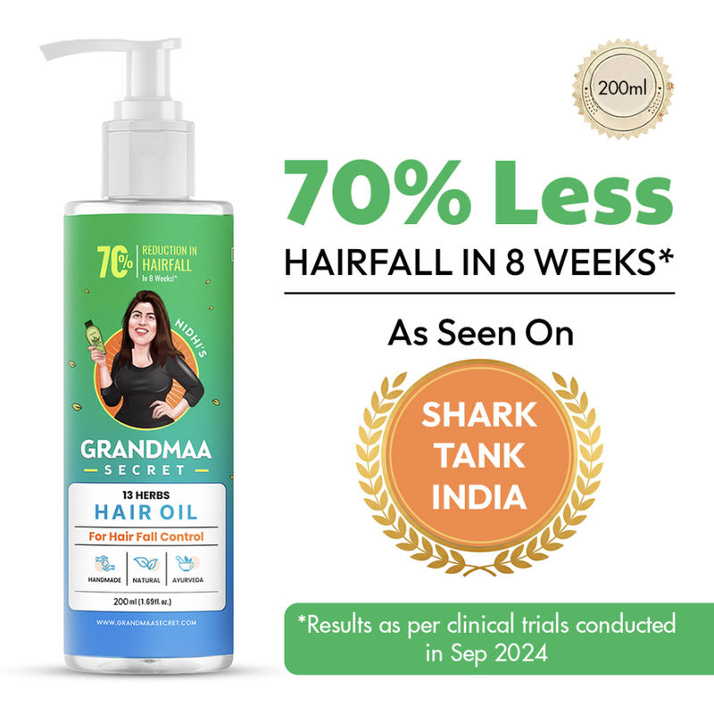 Nidhi's Grandmaa Secret 13 Herbs Hair Oil for Hair Fall Control, 100% Natural & Hand Made