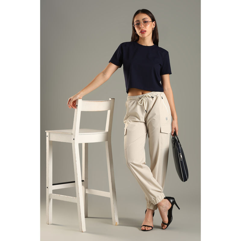 DOMIN8 Women Super Stretchy Ultra Soft Sweat Wicking Nylon Crop T-Shirt (M)