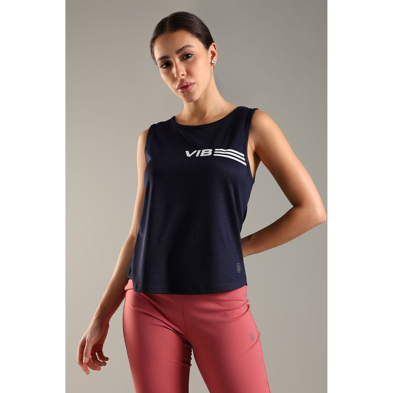 DOMIN8 Women Round Neck Tank Top with Chest Print (M)