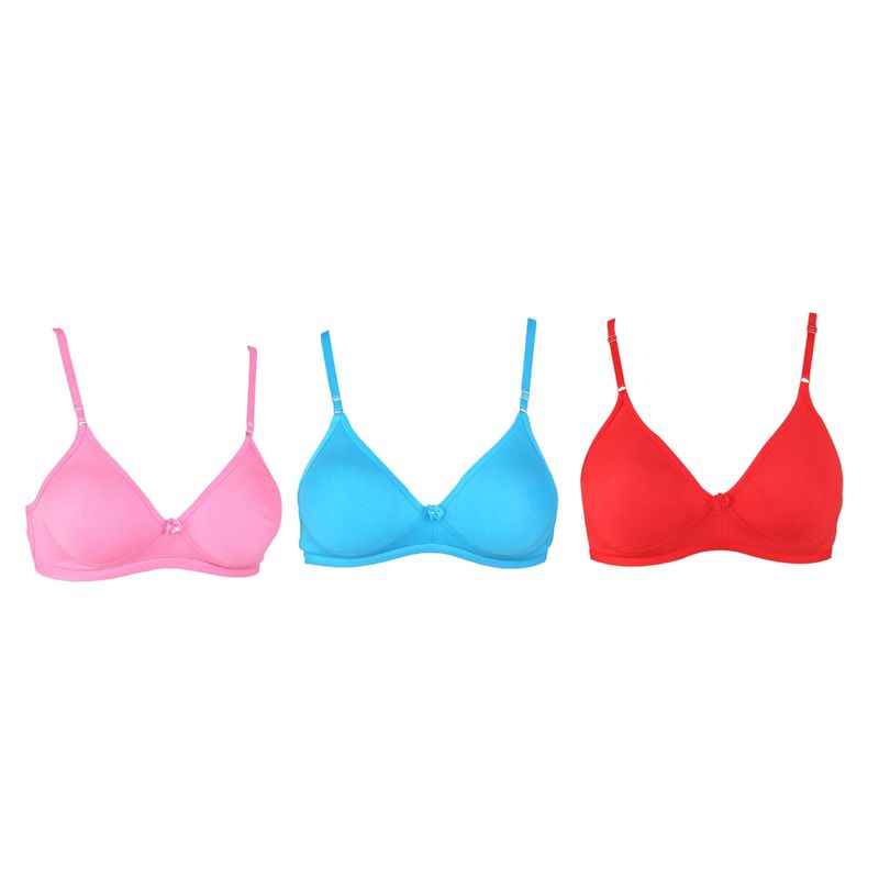 Bralux Dolly T-Shirt Bra Pink-Firozi-Red Set Of 3 (34B)
