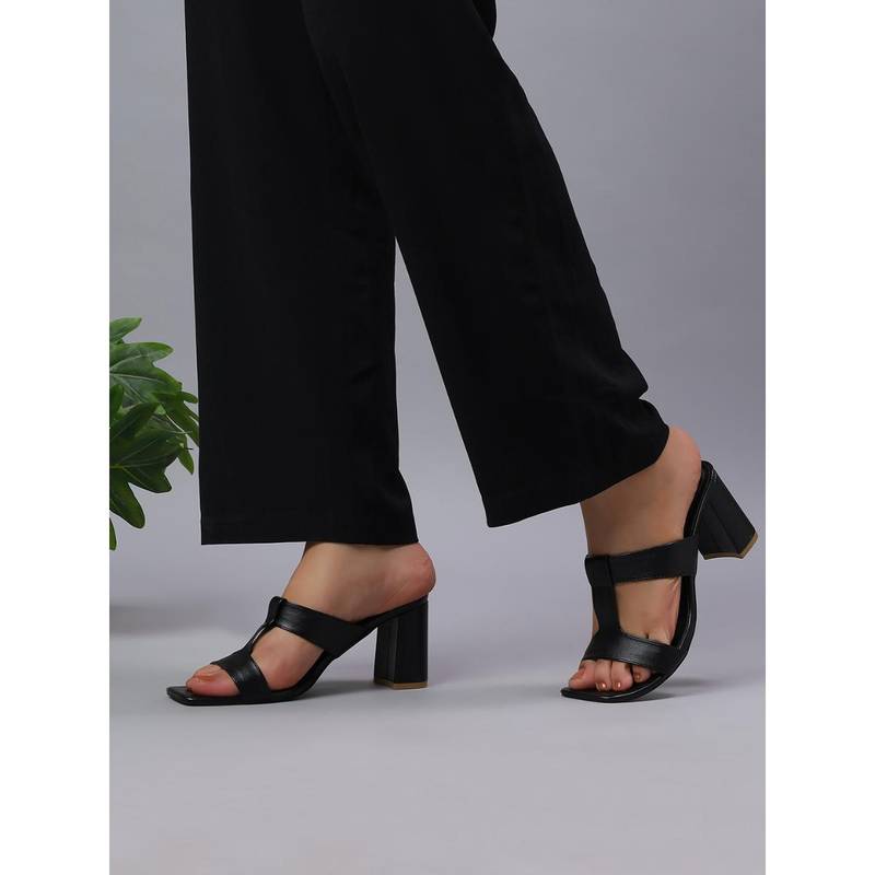 T.ELEVEN Womens Block Heel Sandals Synthetic Leather Open Toe Dual Strap Heel (EURO 37)