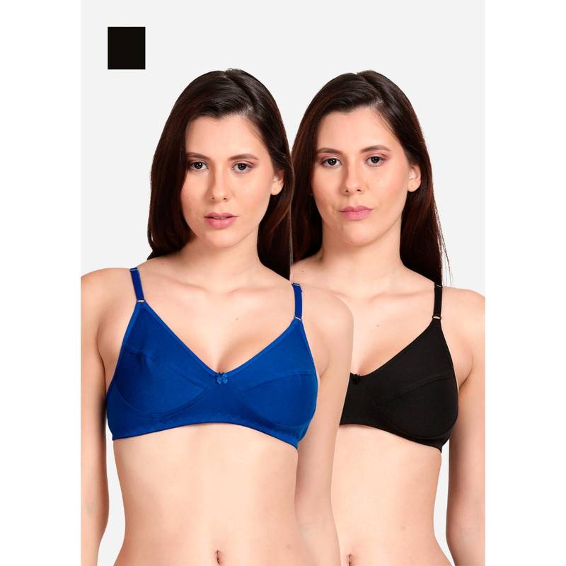 Shyaway Shyle Non Padded Seamed Everyday Bra Multicolor (Pack of 2) (32B)
