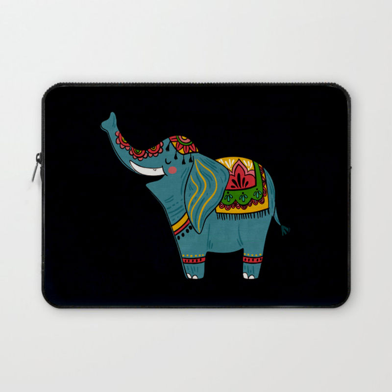 Crazy Corner Elephants Trumpeting Printed Laptop Sleeve - 14