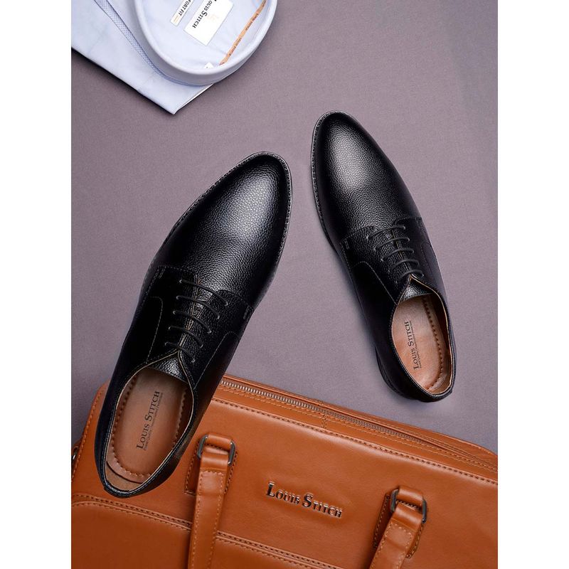 Louis Stitch Mens Leatherette Black Derby Lace Up Derbies Shoes (UK 7)