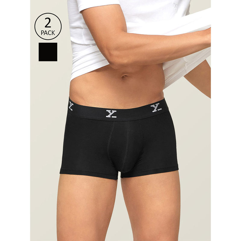 XYXX Ultra Soft Antimicrobial Micro Modal Trunk for Men (Pack of 2) - Black (L)