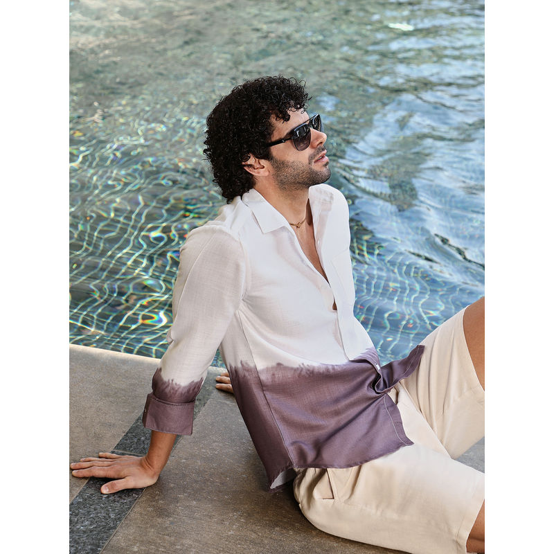 Campus Sutra Men Mocha Brown Ombre-Plunge Regular Shirt (M)