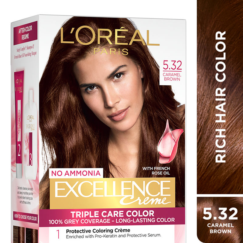 L'Oreal Paris Excellence Creme Triple Care Hair Color - 5.32 Caramel Brown