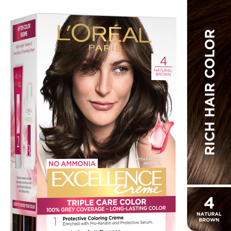 L'Oreal Paris Excellence Creme Triple Care Hair Color - 4 Natural Brown\n