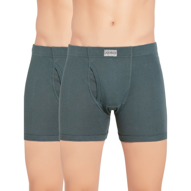 Jockey 8008 Men Cotton Solid Boxer Brief - Deep Slate (Pack of 2) (L)