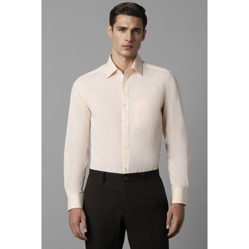 Louis Philippe Men Cream Regular Fit Solid Full Sleeves Formal Shirt (40)
