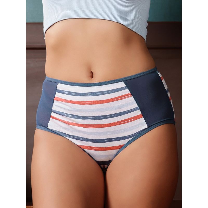 Clovia Cotton High Waist Printed Hipster Panty White (2XL)