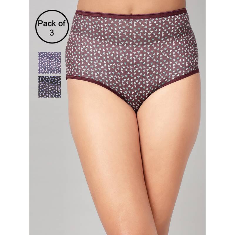 Clovia High Waist Printed Hipster Panties Multi-Color (Pack of 3) (XL)
