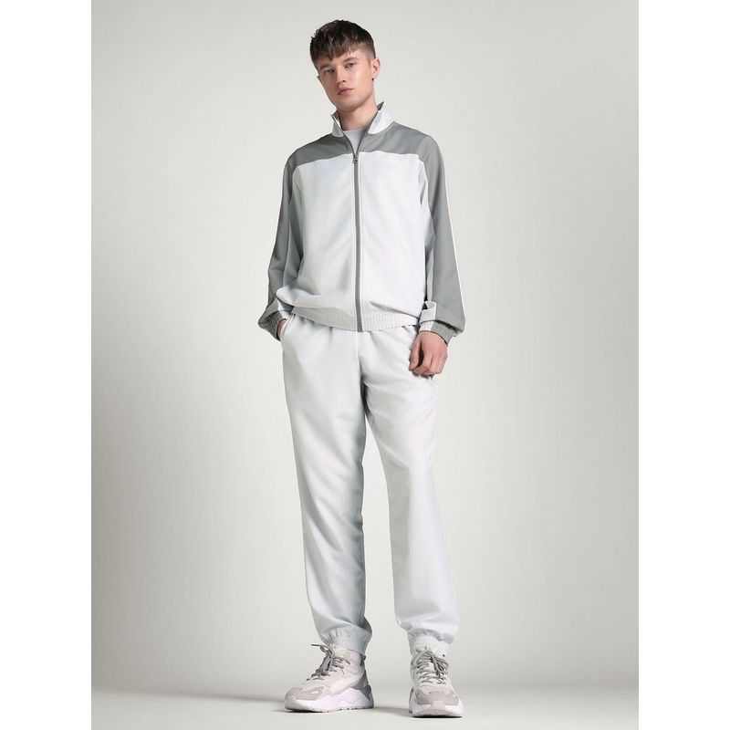 Puma Grey Colorblock Men Jacket & Joggers (Set of 2) (S)