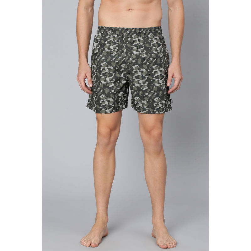 Van Heusen Men Elasticized Waistband & Printed Boxer Shorts - Grey