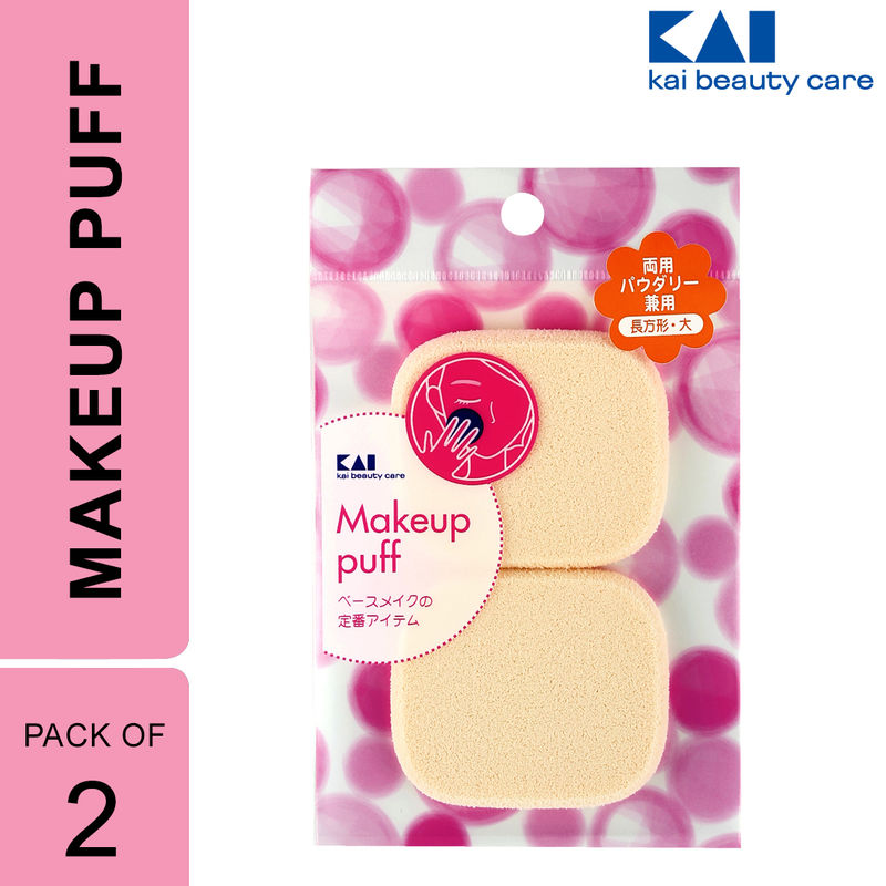 Kai 000HL0358 Round Rectangle L Powder Foundation Puff - (2 Pcs)