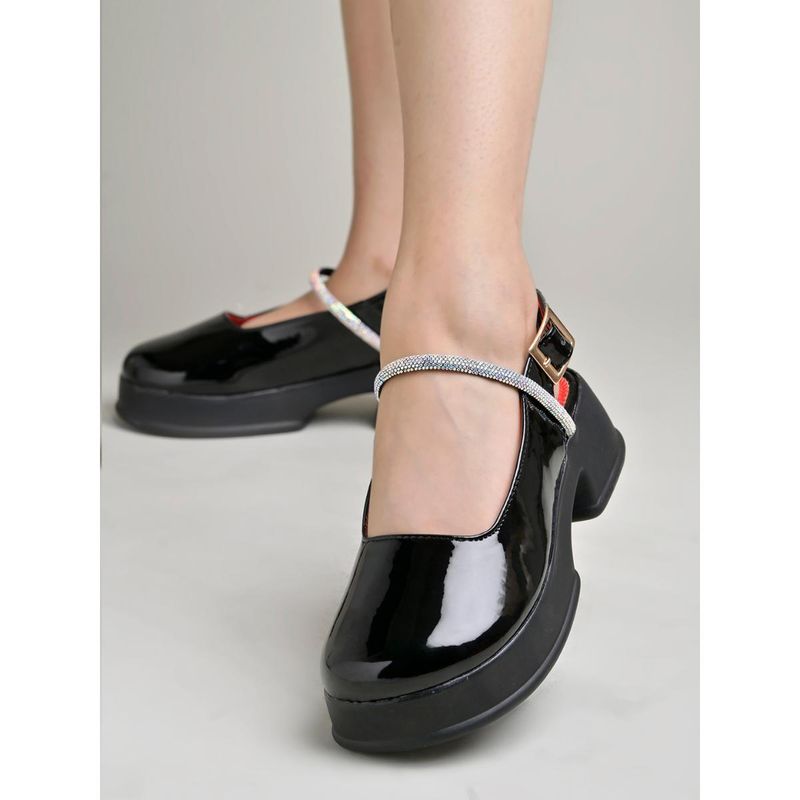 Shoetopia Round Toe Black Pumps For Women & Girls (EURO 36)