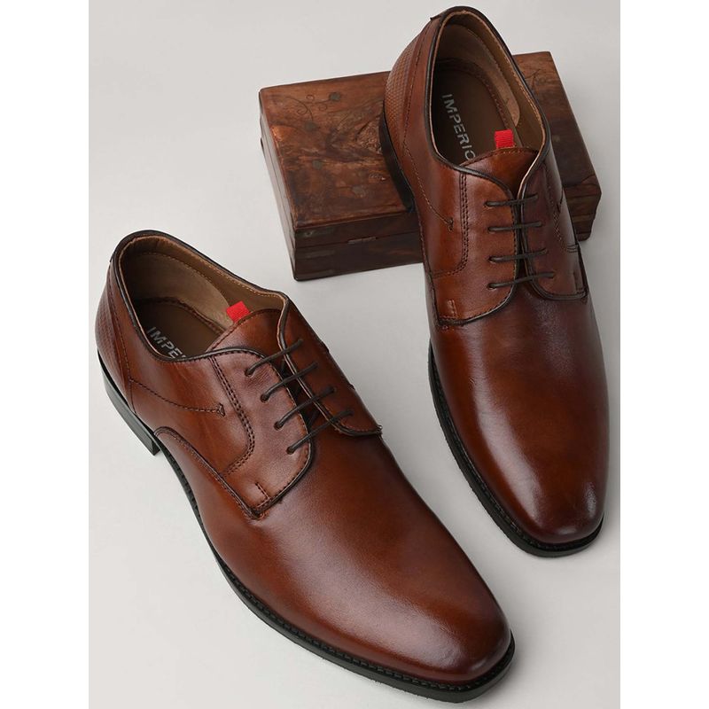 Imperio Brown Men Classic Leather Formal Lace Up Derbies (UK 6)