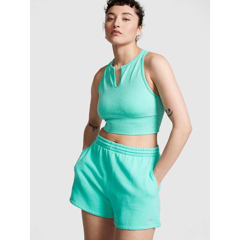 Victoria's Secret Pink Seamless Split Neck Sports Bra Blue (XS)