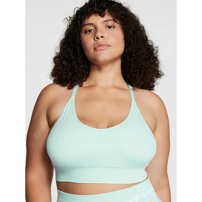 Victoria's Secret Pink Seamless Racerback Sports Bra Blue (2XL)