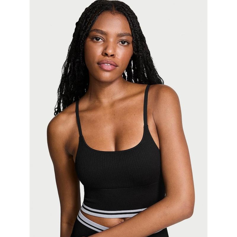 Victoria's Secret PINK Seamless Longline Sports Bra Black (XS)