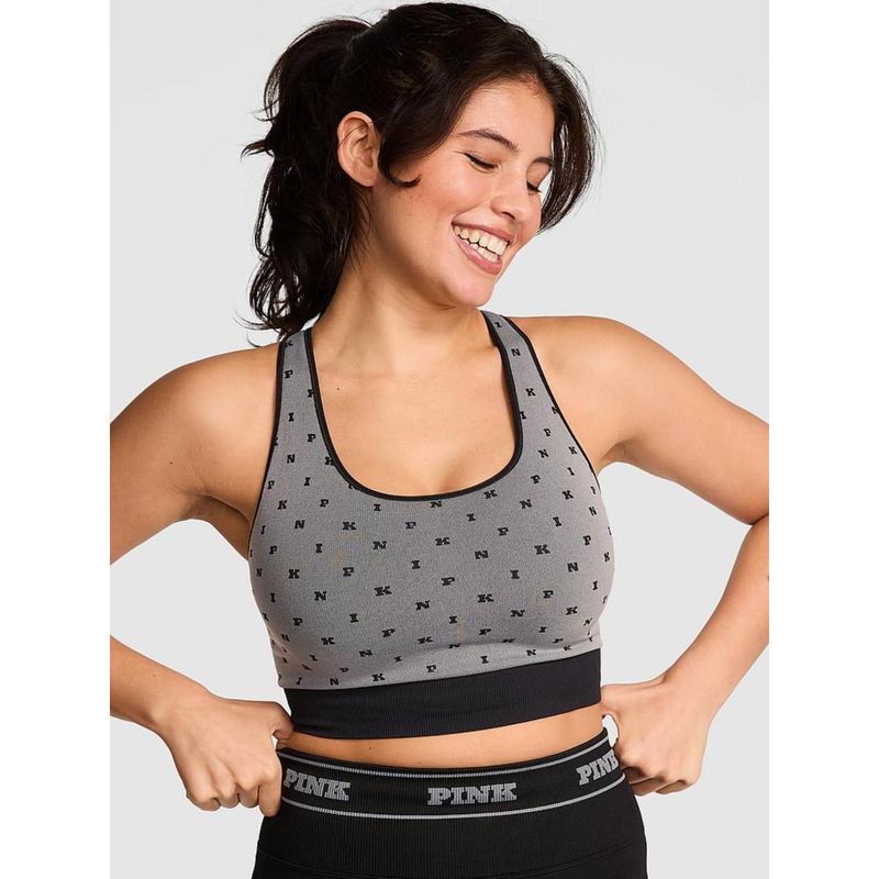 Victoria's Secret PINK Seamless Reversible Sports Bra Grey (XS)