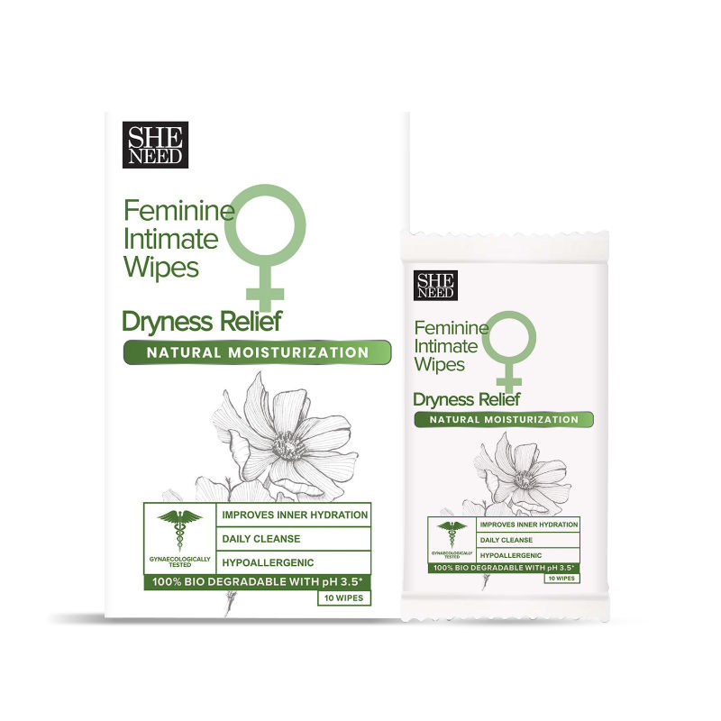 Sheneed Intimate Wipes For Dryness Relief, Reduces Flaky Skin, Improves Inner Hydration, PH-3.5