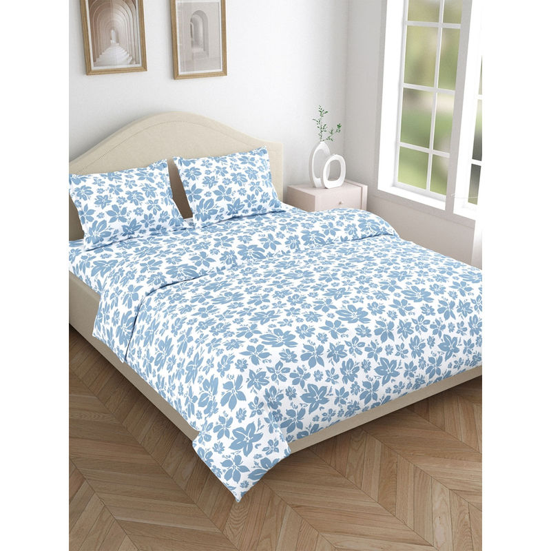 Haus & Kinder Blue Bell Whisper 144 Tc Bedsheet with Pillow Covers (Double)