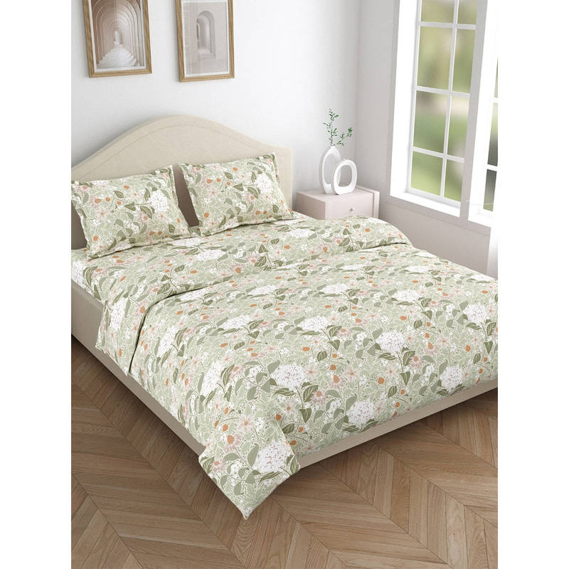 Haus & Kinder Cottage Bloom 144 Tc Bedsheet with Pillow Covers (King)