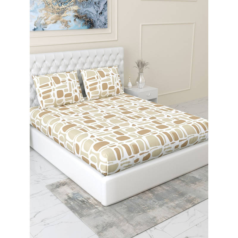 Haus & Kinder Modern Matrix 144 Tc Fitted Bedsheet with Pillow Covers (King)