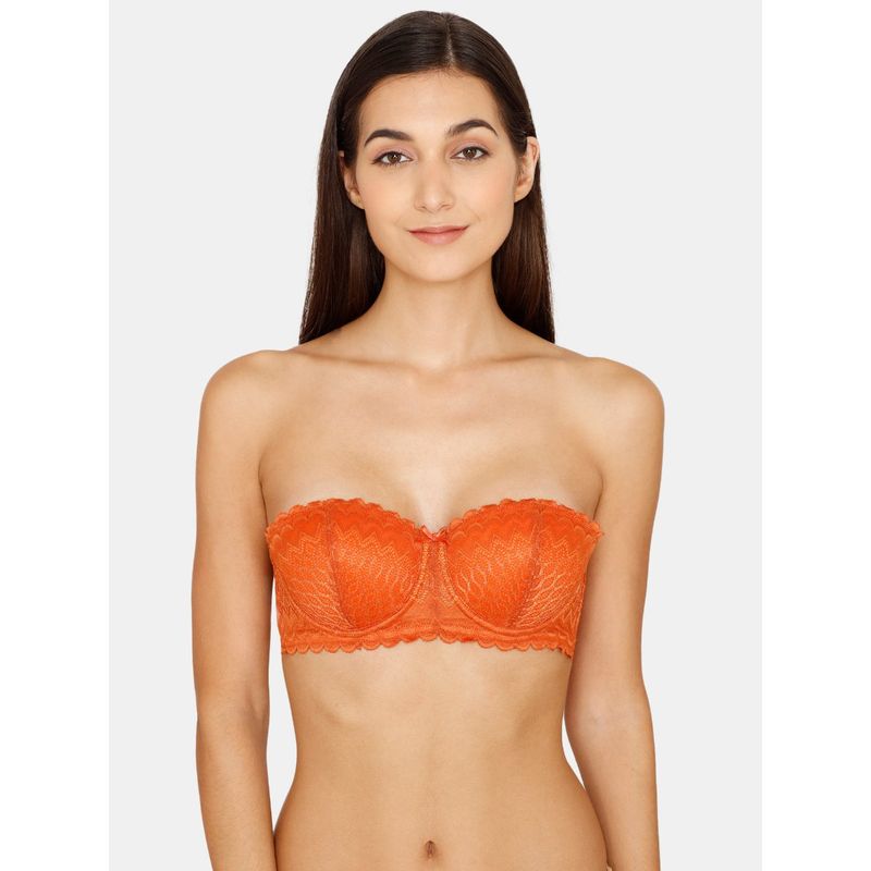 Zivame New Romance Padded Wired 3-4Th Coverage Strapless Bra - Amber Glow - Orange (32B)