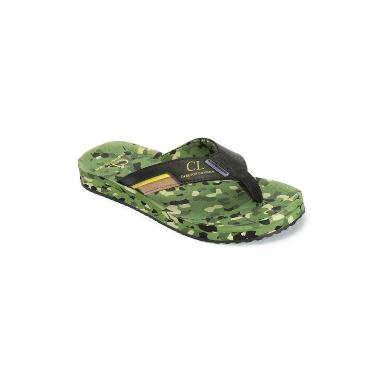 Carlton London Mens Olive Camo Color Slip-On Flip Flops Everyday Essentials (EURO 40)