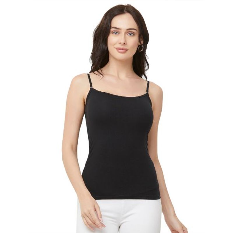 Buy SOIE Women'S Black Cotton Spandex Slip Online