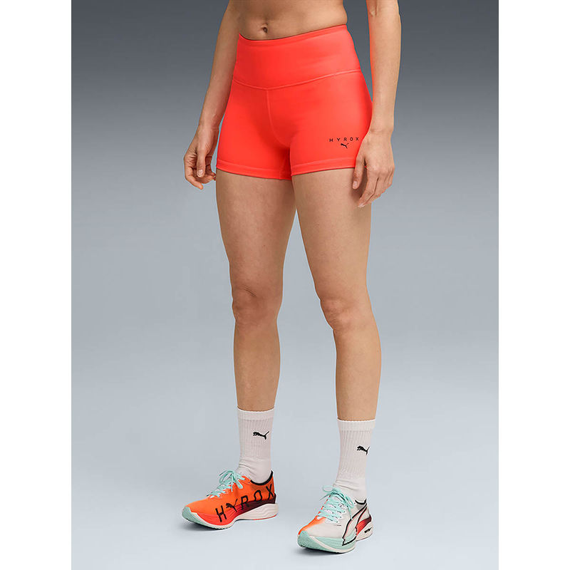 Puma X Hyrox Women's Orange High-Rise Breathable Shorts (M)